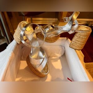 Elegant Silver Christian Louboutin Platform Sandals